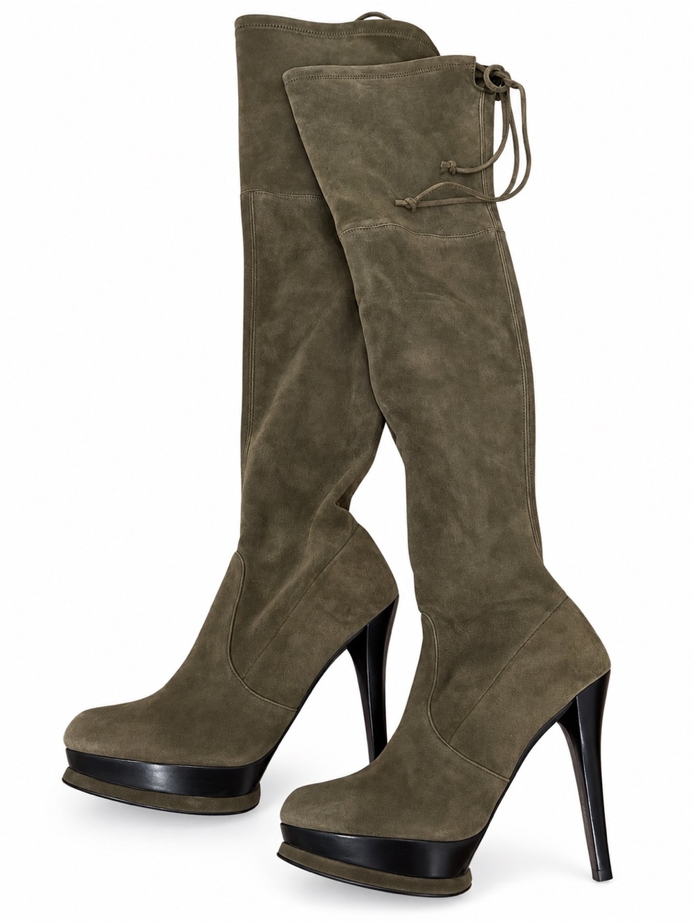 🚩steal Stuart Weitzman Olive Suede Over-the-Knee Platform Heel Boots